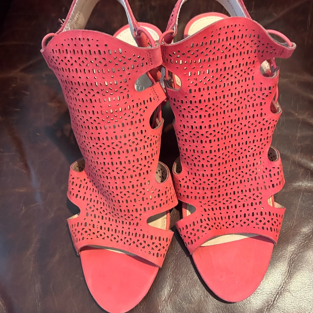 Vince Camuto Pink High Heel Sandals with Open Weave